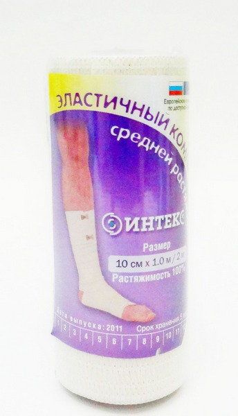 Изображение товара Бинт эластичный компрессионный средний Интекс 1,0м х 10см с застежкой Бинт эластичный компрессионный средний Интекс 1,0м х 10см с застежкой фотография