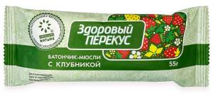 Батончик здоровый перекус с клубникой 55г