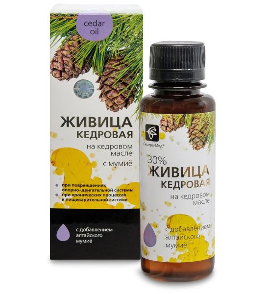 Изображение товара Живица на кедровом масле с мумие, 100 мл Живица на кедровом масле с мумие, 100 мл фотография