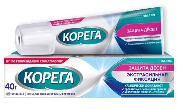 Корега крем для фиксации зубных протезов 40мл защита десен фотография