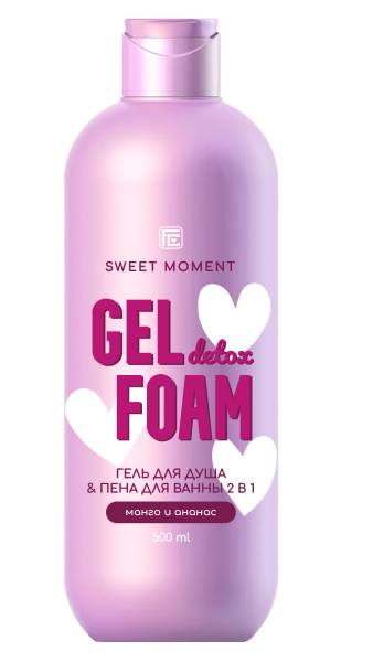 Изображение товара Гель для душа и пена для ванны Sweet Moment 2 в1 Манго/Ананас Фэмили Косметик 500мл Гель для душа и пена для ванны Sweet Moment 2 в1 Манго/Ананас Фэмили Косметик 500мл фотография