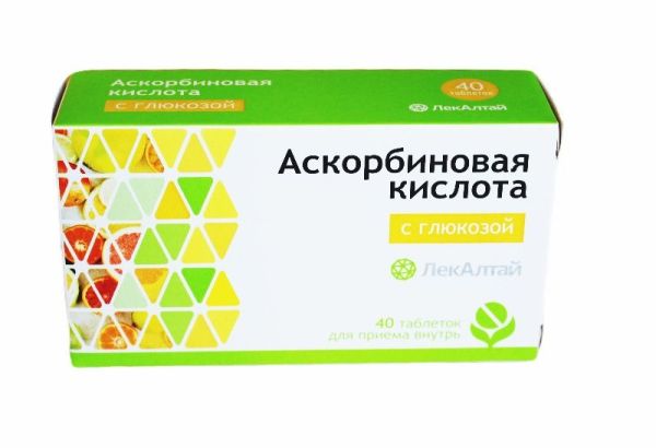 Изображение товара Аскорбиновая кислота с глюкозой Лекалтай №40 Аскорбиновая кислота с глюкозой Лекалтай №40 фотография